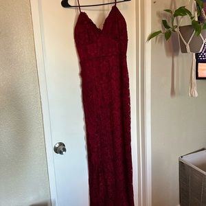 Red lace formal dress